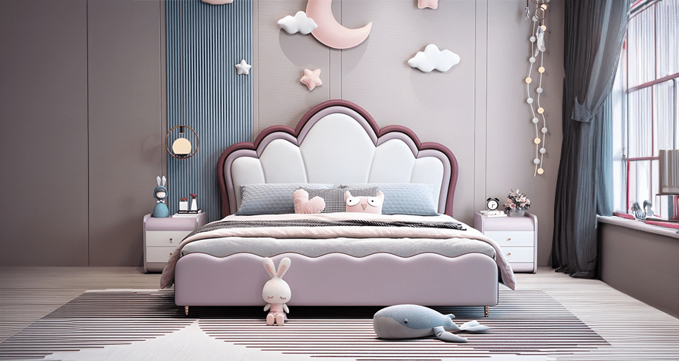 Seashell Delight Kids Bed - Unique Shell-Inspired Design for Boys & Girls, Sturdy Wood, Cozy & Imaginative Sleep