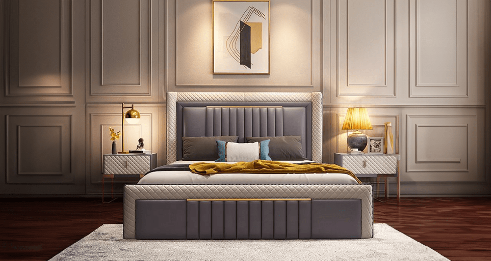 Unique Matita Customizable Upholstered Bed - Minimalist Design with Optional Storage Capabilities