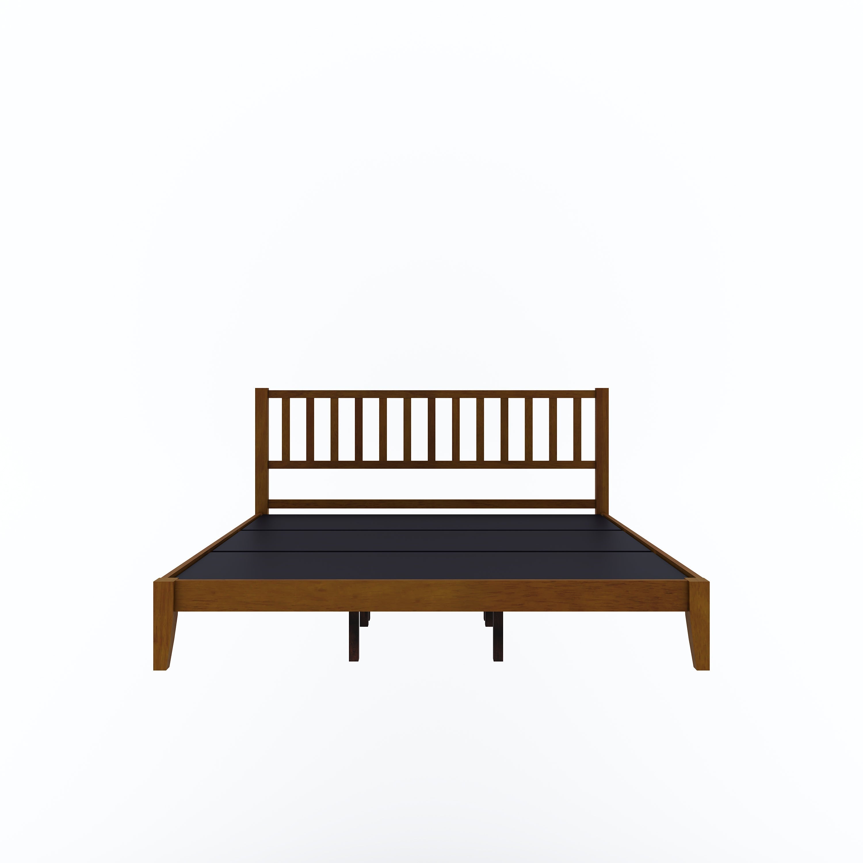Prime Rohira Sturdy Wood Queen Size Bed Walnut Color