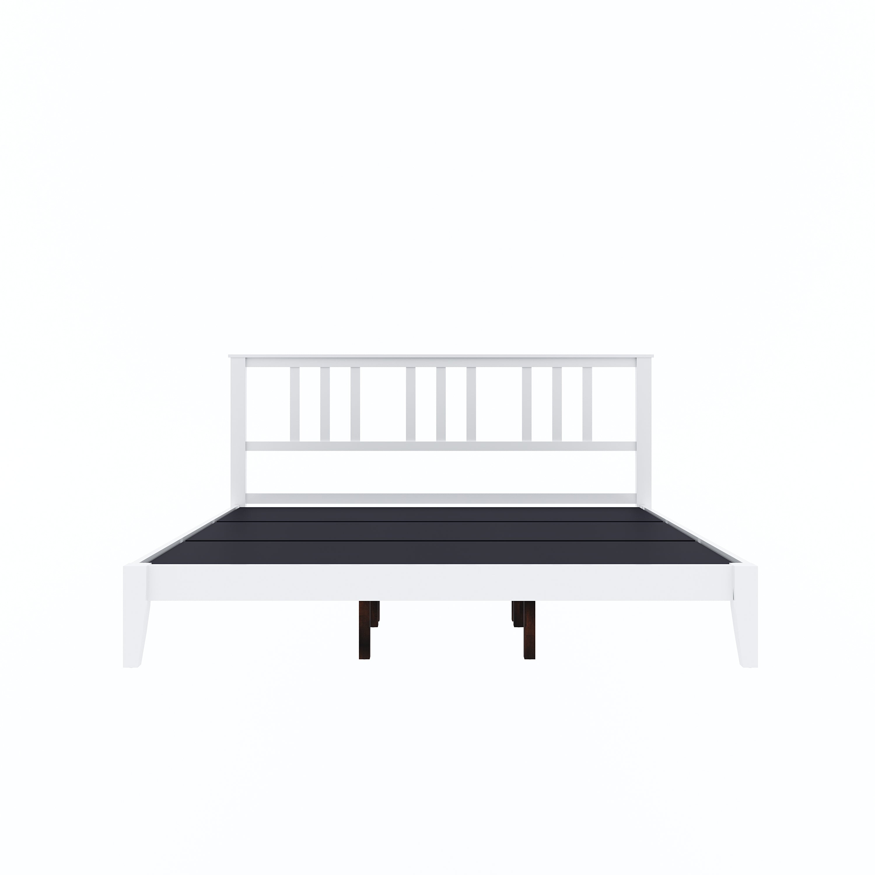 Prime Rattle Pod Solid Wood Queen Size Bed in White Finish