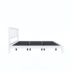 Prime Rattle Pod Solid Wood King Size Bed in White Finish