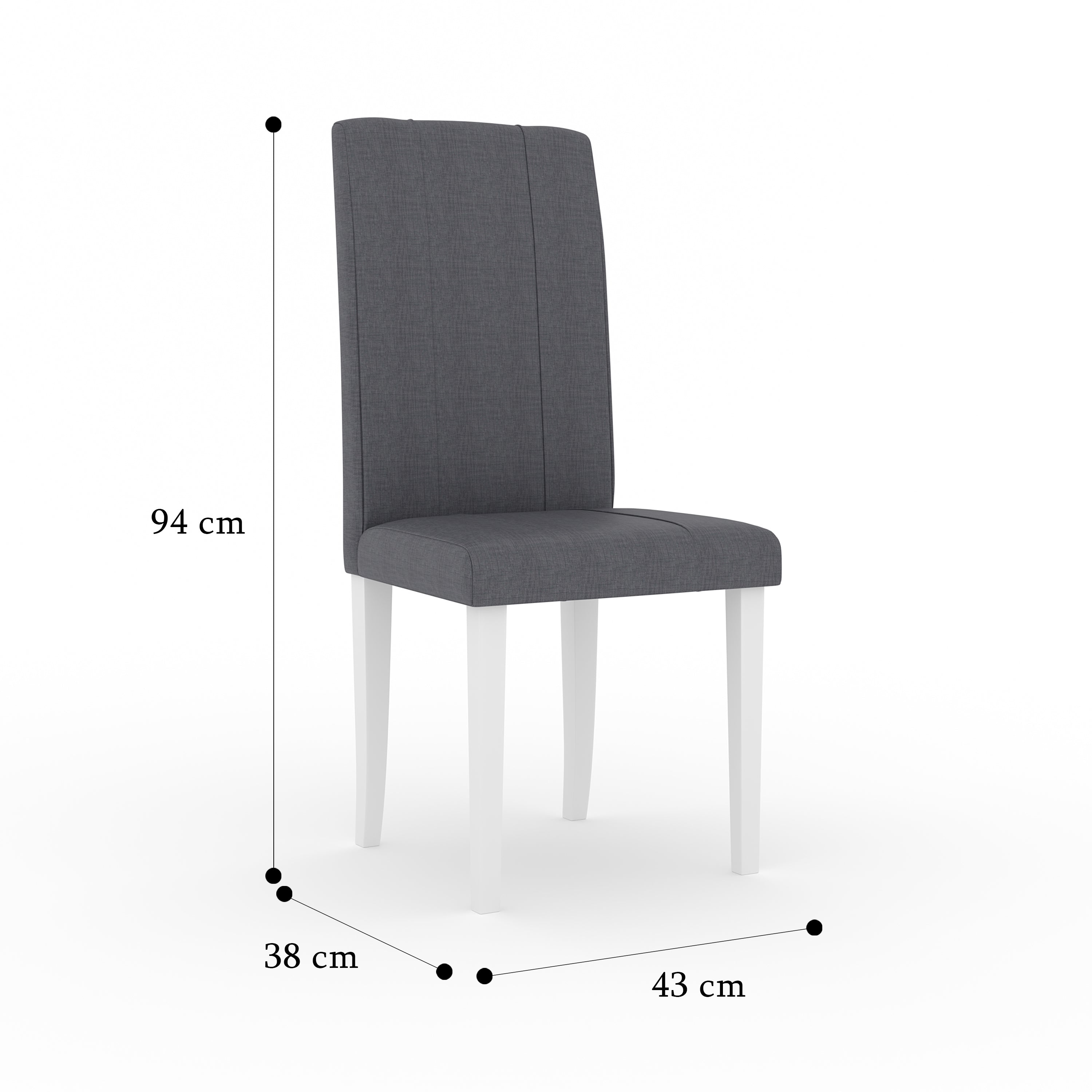 DELUXE Mulberry Solid Rubber Wood 4-Seater Dining Table | 4-Fully Cushioned Fabric Dining Chair in White Finish