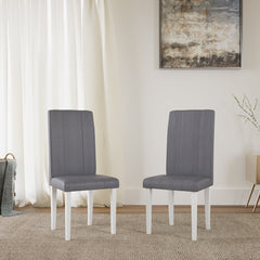 Prime Cranberry Duo of 2 Dining Chairs with Fully Cushioned Fabric Base and Back in White Color