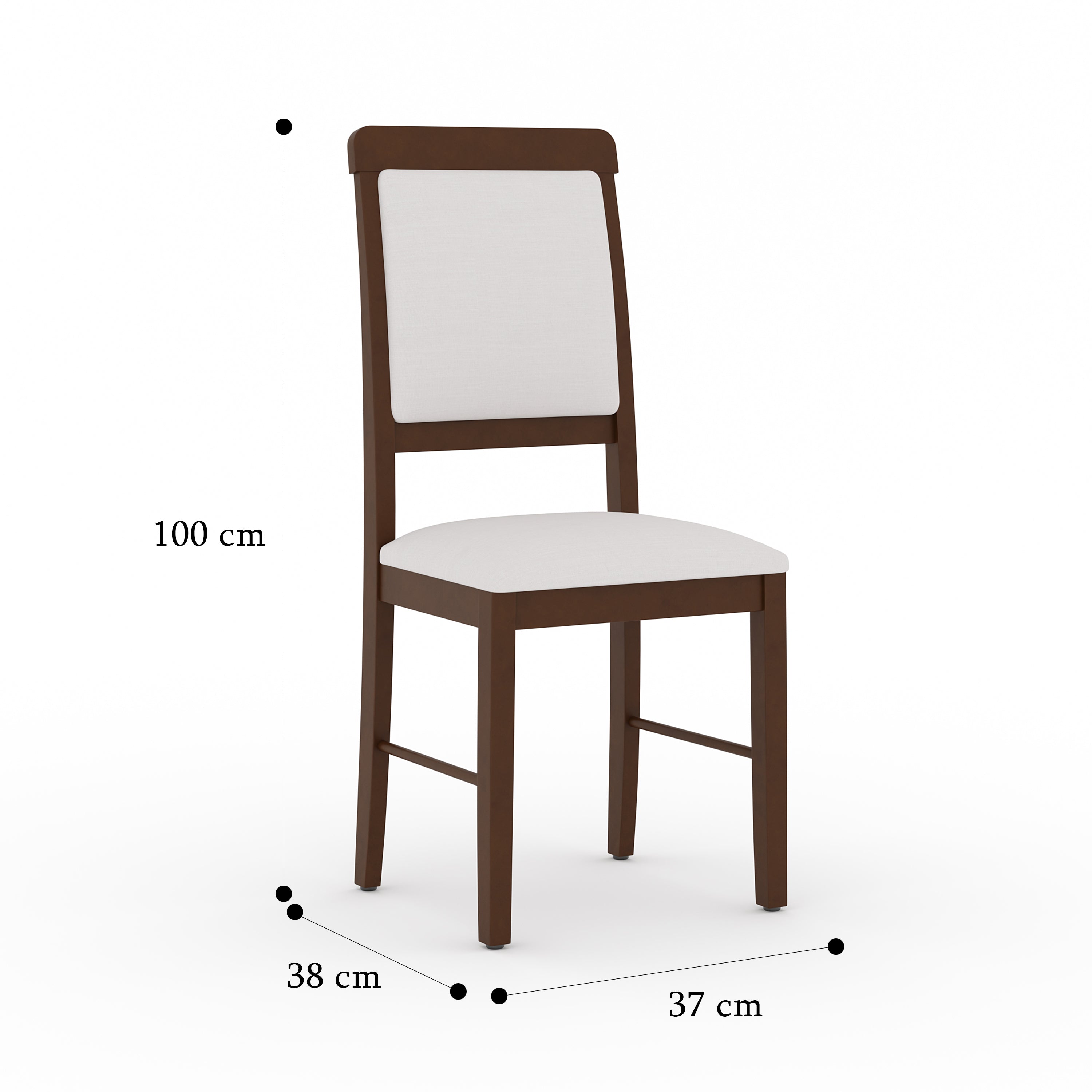 PREMIUM Mulberry Solid Wood 4-Seater Dining Table | 4-Cushioned Fabric Dining Chair in Walnut Finish