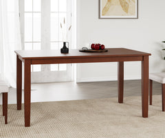 Premium Elderberry Rubber Wood 6-Seater Dining Table | 4-Fully Cushioned Fabric Dining Chairs | 1-Cushioned Fabric Dining Bench in Walnut Finish