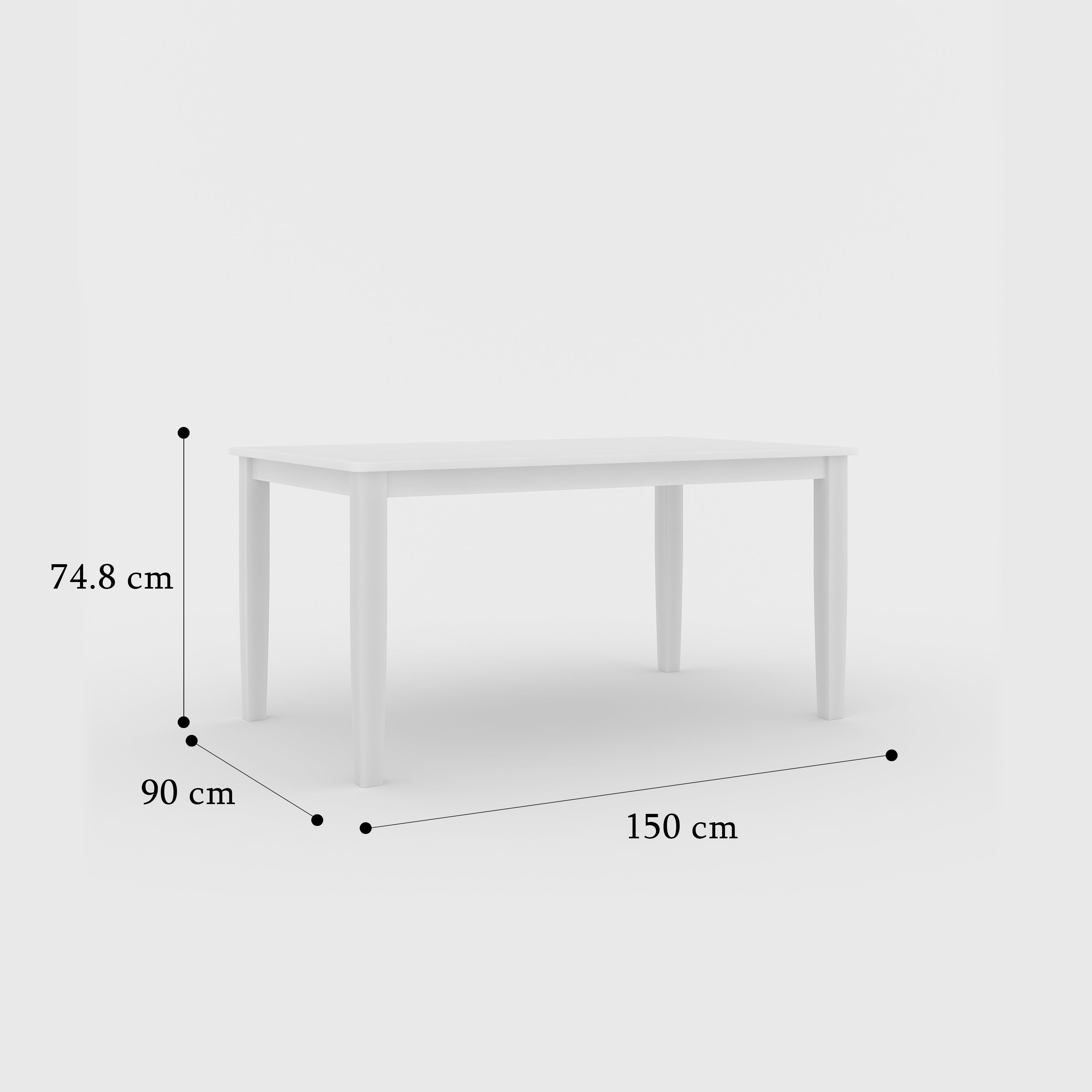 RUSTIC Elderberry Solid Rubber Wood 6-Seater Dining Table in White Finish