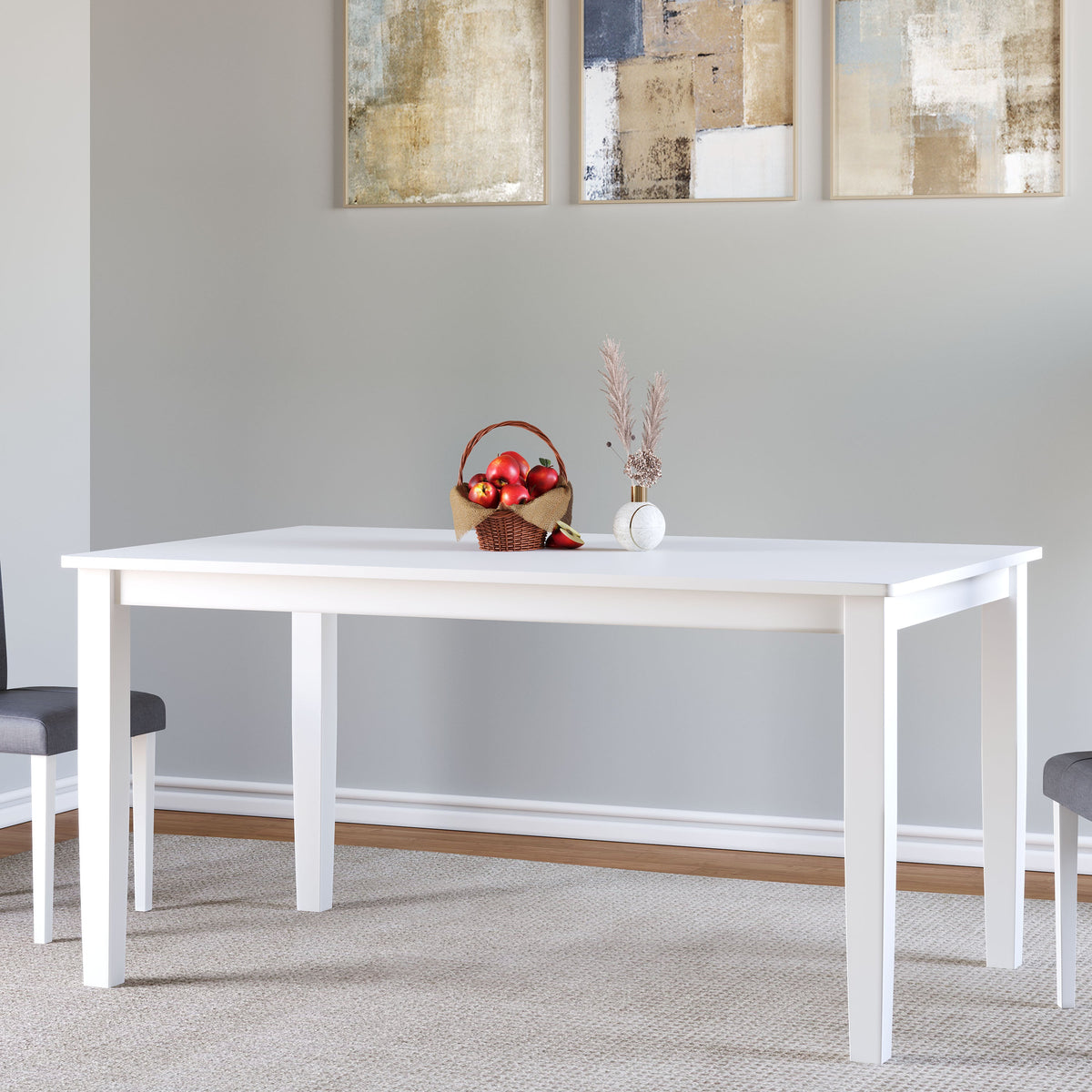 RUSTIC Elderberry Solid Rubber Wood 6-Seater Dining Table in White Finish