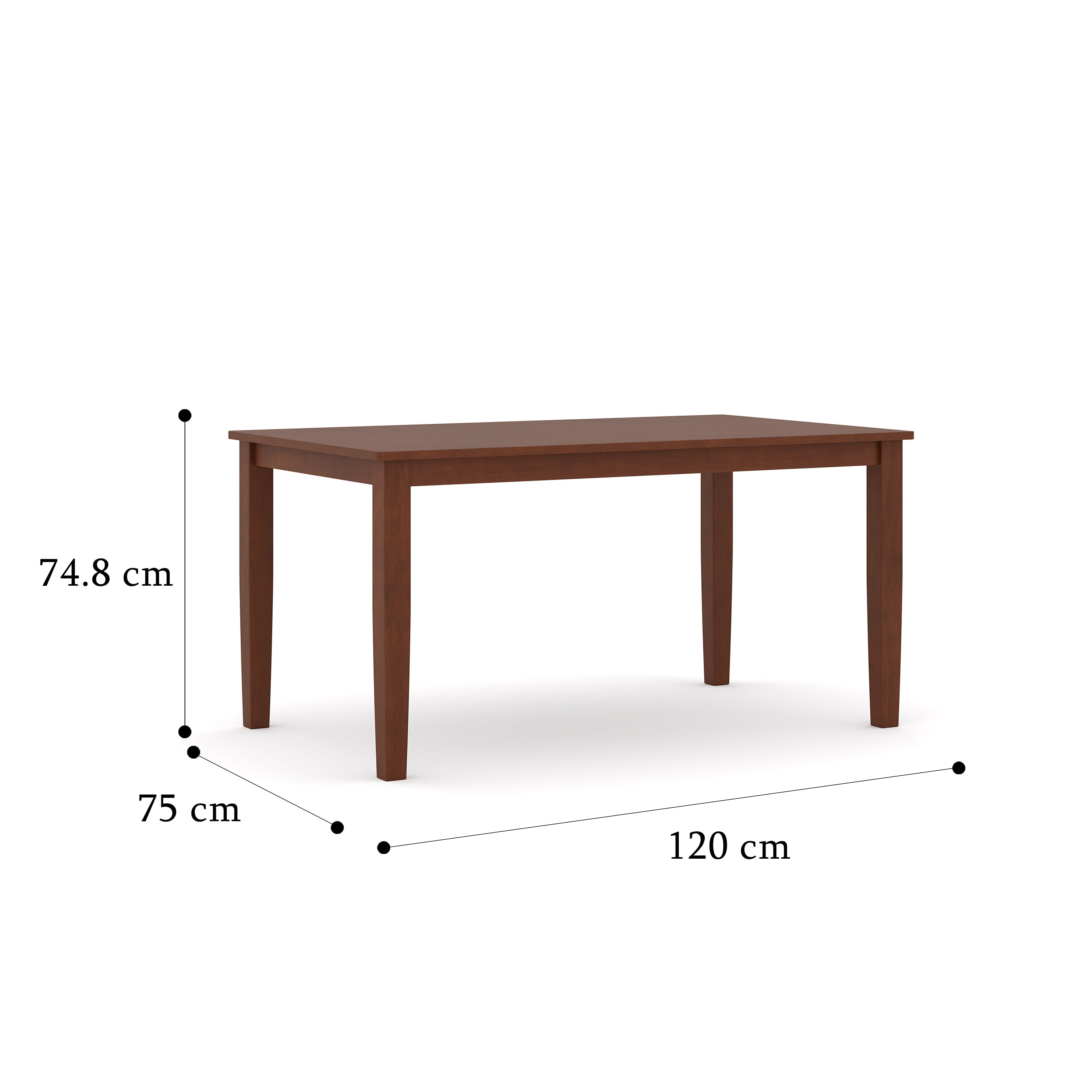 PREMIUM Mulberry Solid Wood 4-Seater Dining Table | 4-Cushioned Fabric Dining Chair in Walnut Finish