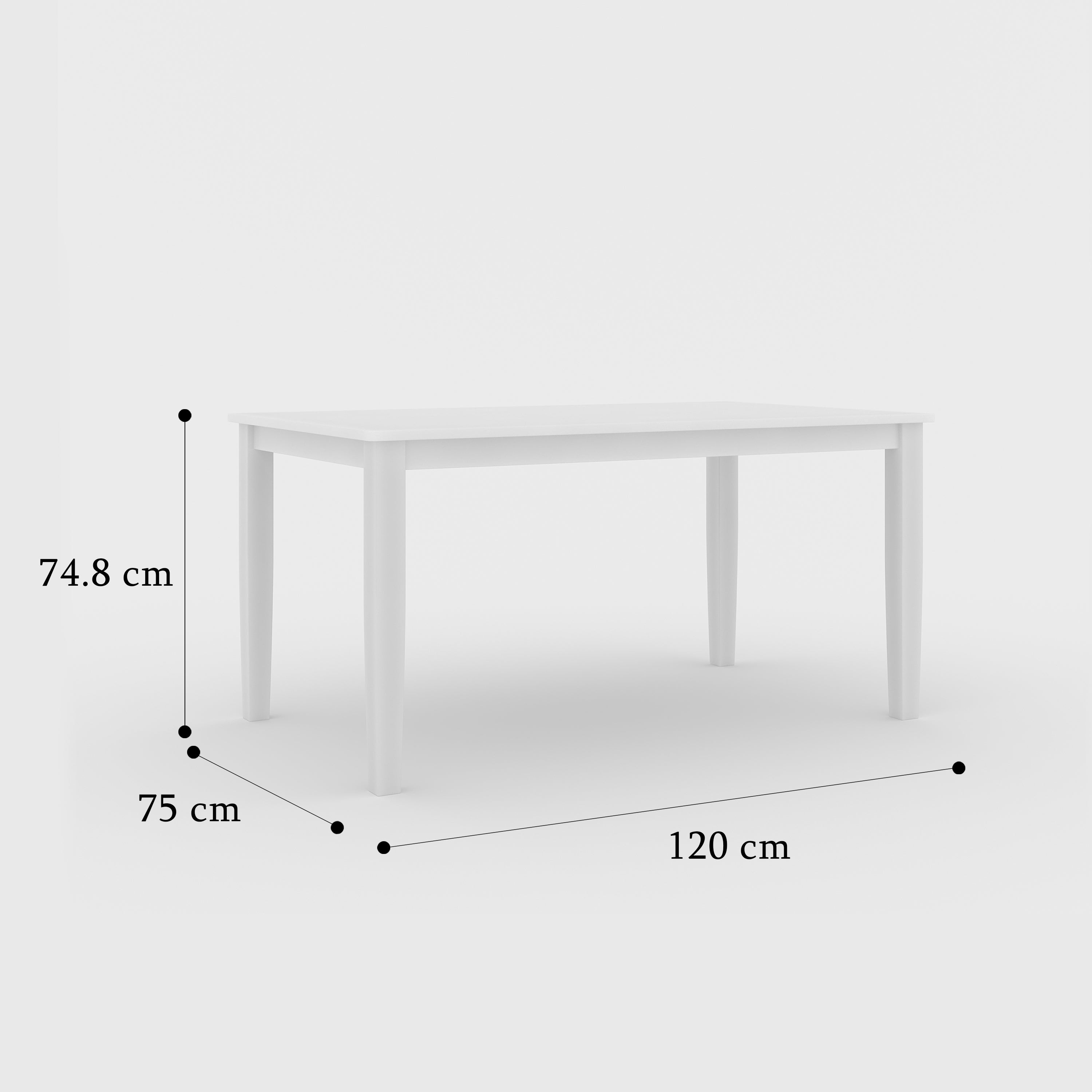 DELUXE Mulberry Solid Rubber Wood 4-Seater Dining Table | 4-Fully Cushioned Fabric Dining Chair in White Finish