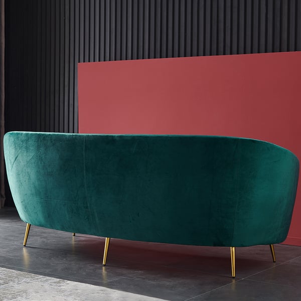 Luxury Elegance Curved Sofa In Rich Green