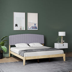 VIBRANT Mexican Solid Prickly Wood Queen Size Bed Fabric Upholstered Headboard
