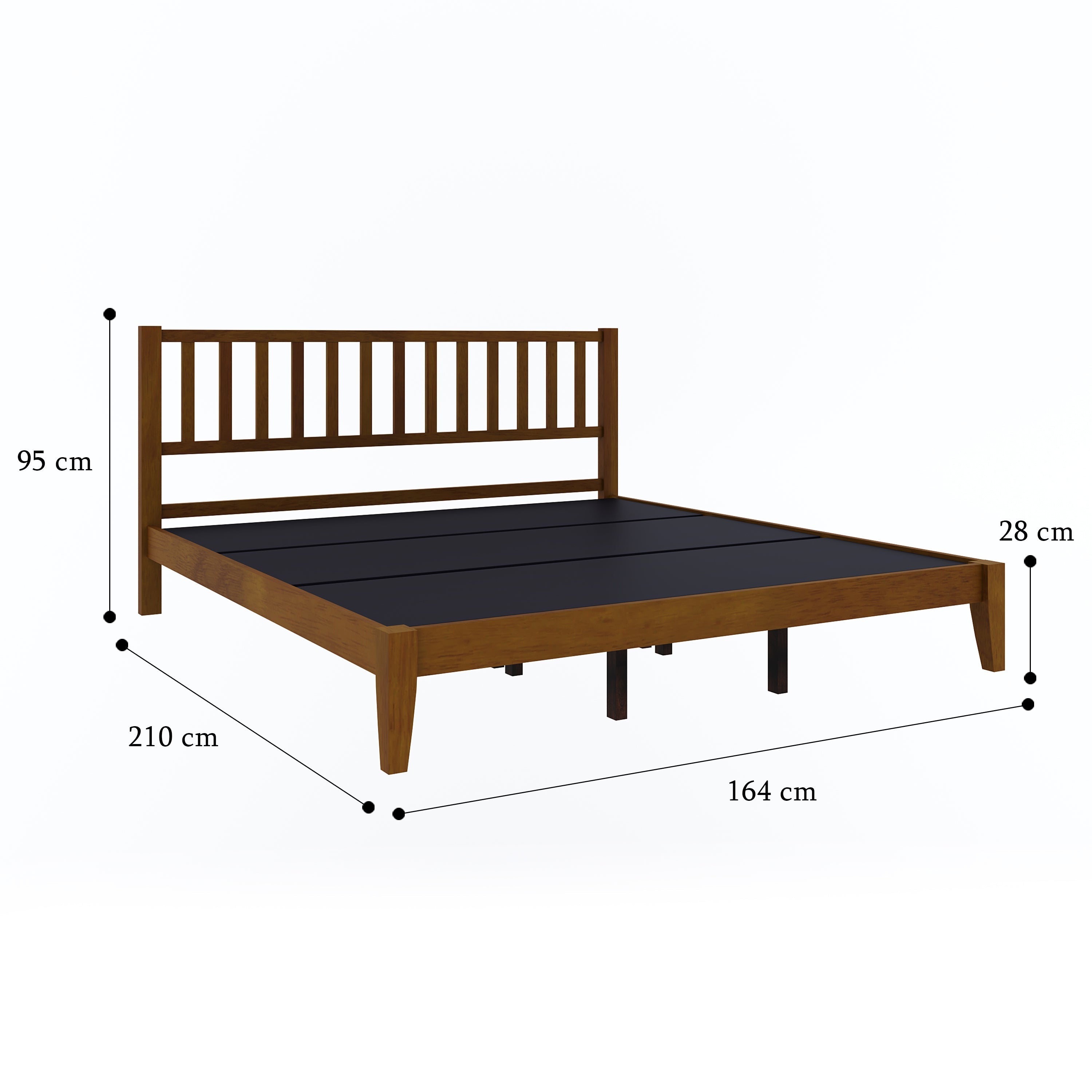Prime Rohira Sturdy Wood Queen Size Bed Walnut Color