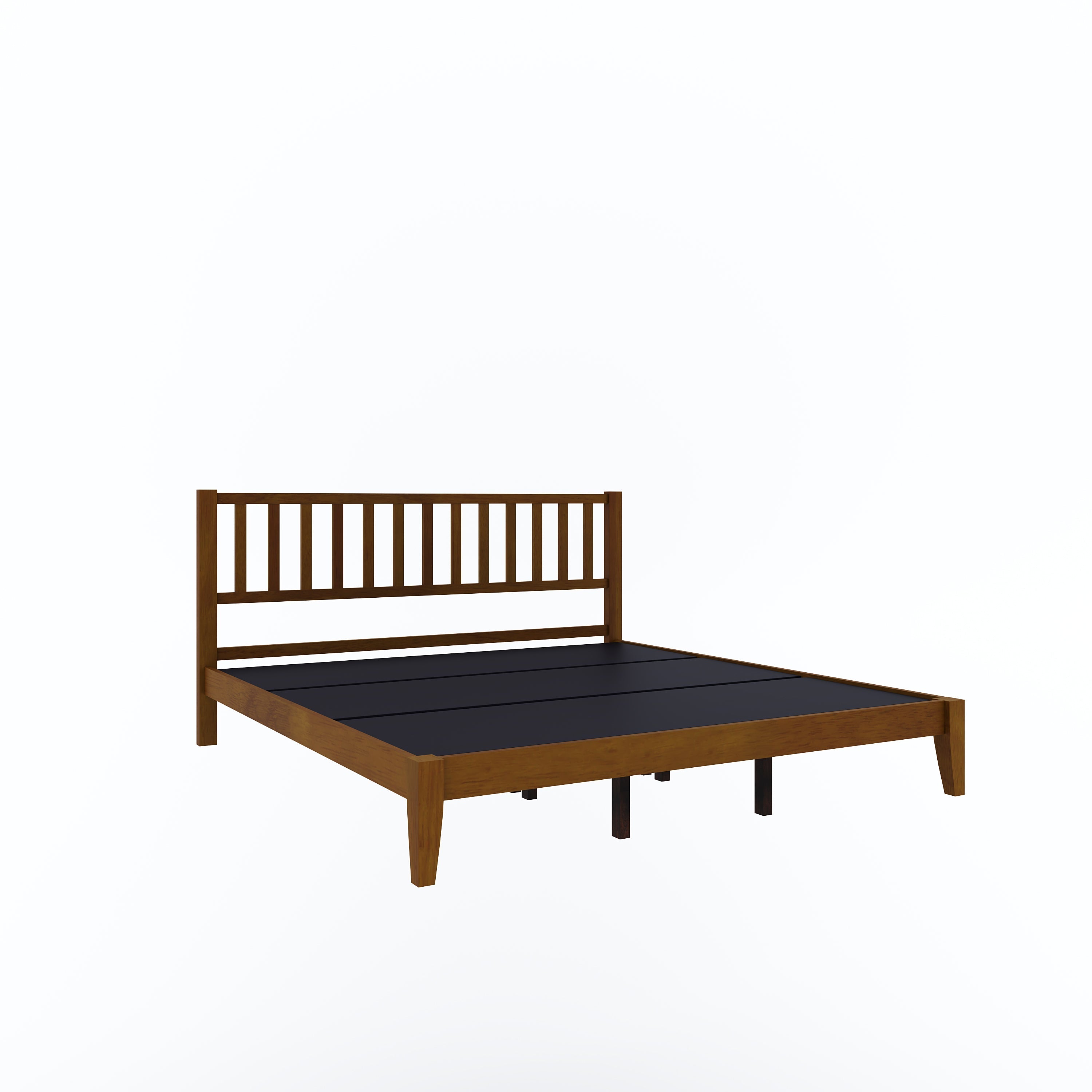 Prime Rohira Sturdy Wood Queen Size Bed Walnut Color