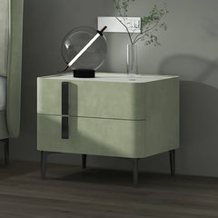 Trendy green bed side table in suede