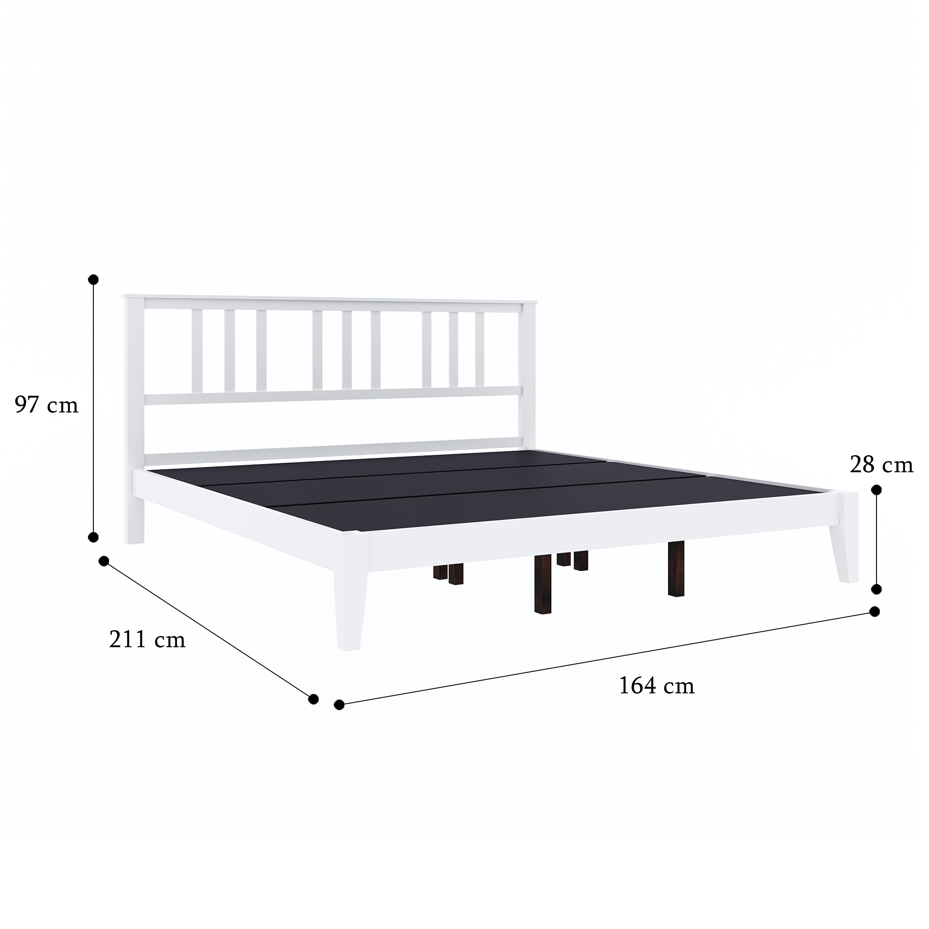 Prime Rattle Pod Solid Wood Queen Size Bed in White Finish