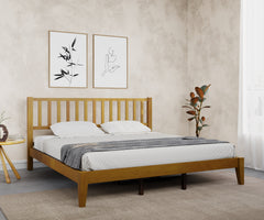 Prime Rohira Sturdy Wood Queen Size Bed Walnut Color