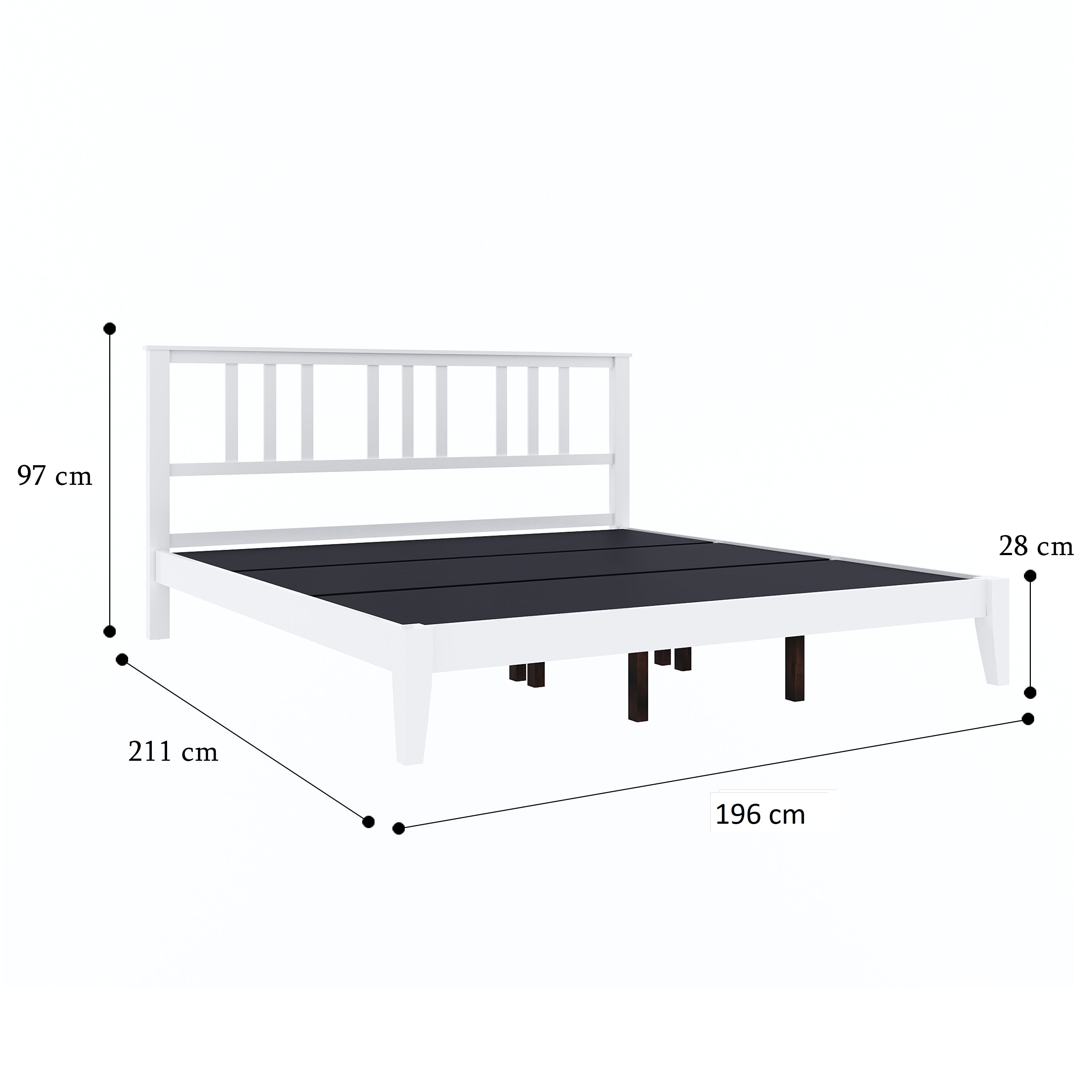 Prime Rattle Pod Solid Wood King Size Bed in White Finish