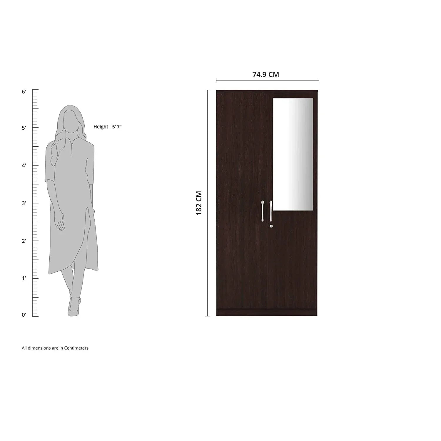 Luxury Engineered Wood Wardrobe 2 Doors