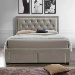 Zenith Upholstered Bed with Drawers Storage in Suede