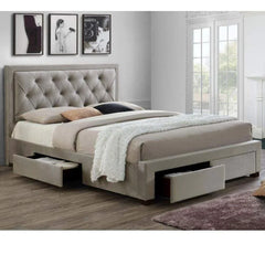 Zenith Upholstered Bed with Drawers Storage in Suede