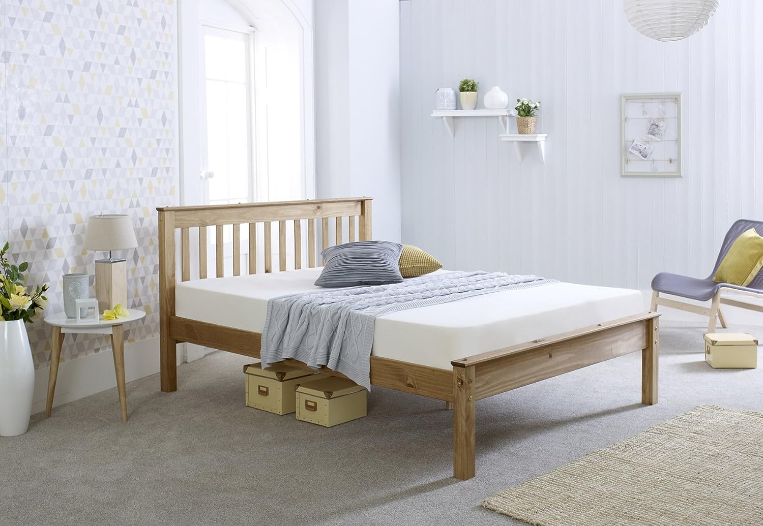Vintage Pine Wooden Queen Max Bed