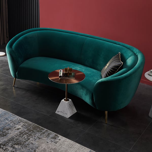 Luxury Elegance Curved Sofa In Rich Green