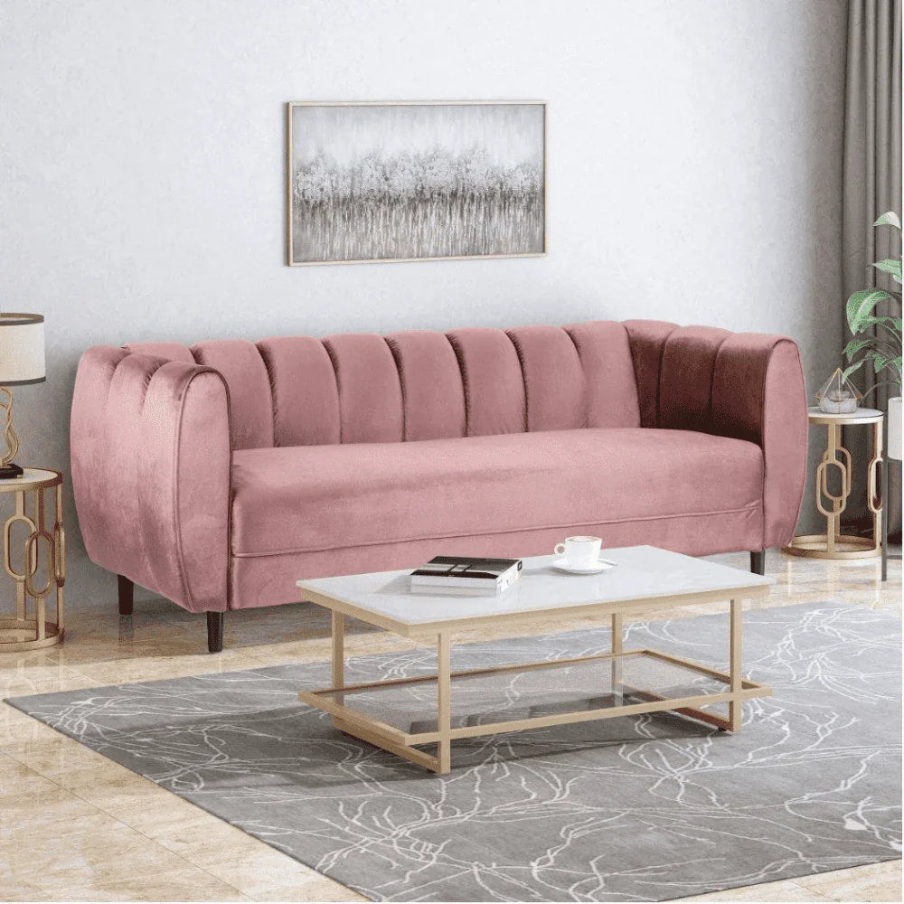 Bobran Elegant Mid-Century Sofa In Suede