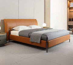 Opulent orange leatherette bed without storage