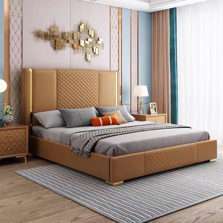 Stylish Elegant Bed with Storage in Leatherette