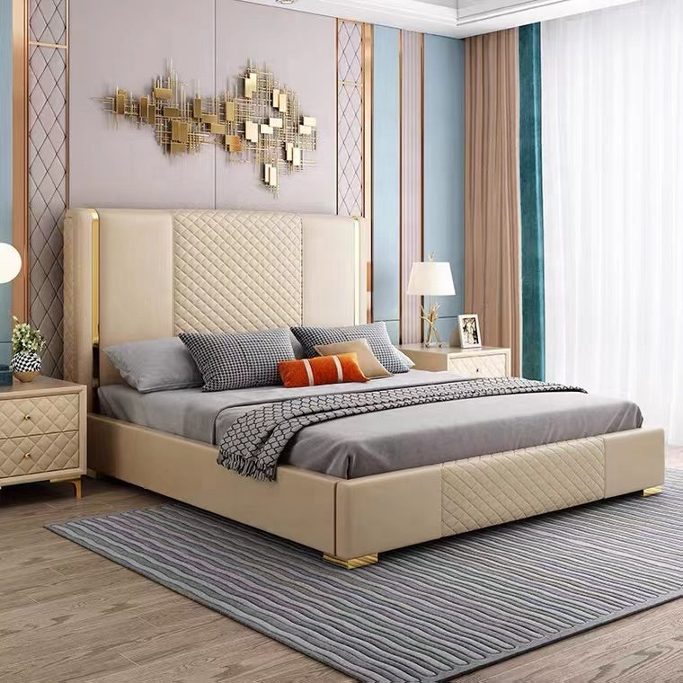 Stylish Elegant Bed with Storage in Leatherette