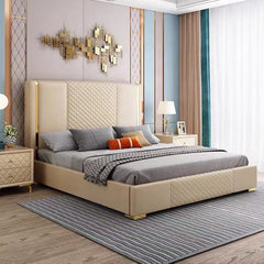 Stylish Elegant Bed with Storage in Leatherette