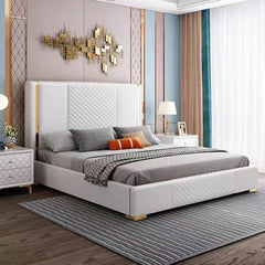 Stylish Elegant Bed with Storage in Leatherette