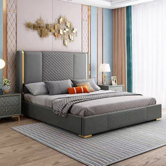 Stylish Elegant Bed with Storage in Leatherette