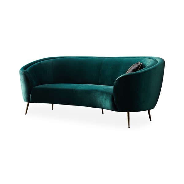 Luxury Elegance Curved Sofa In Rich Green