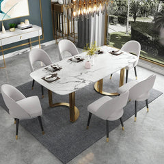 Elegant Dining Table In Metal Base