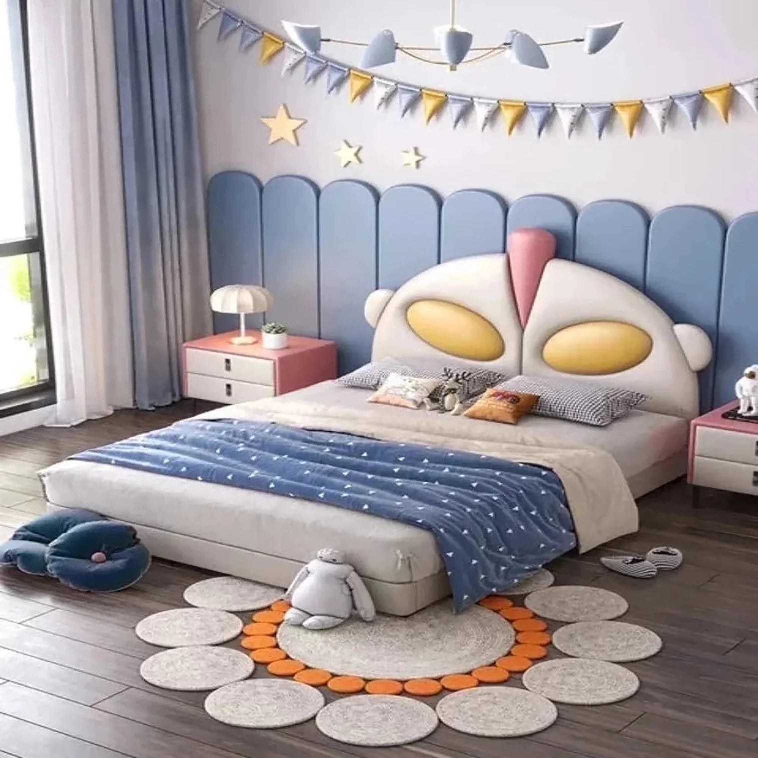 Cosmic Luxury Upholstered Kids Bed Without Storage in Leatherette