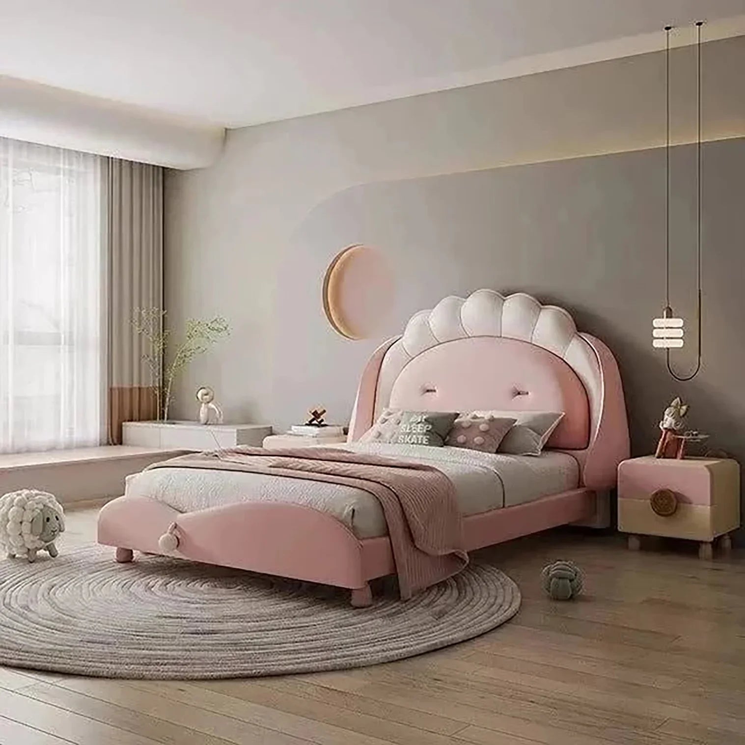 Cozy Upholstered Kids Bed Without Storage in Suede