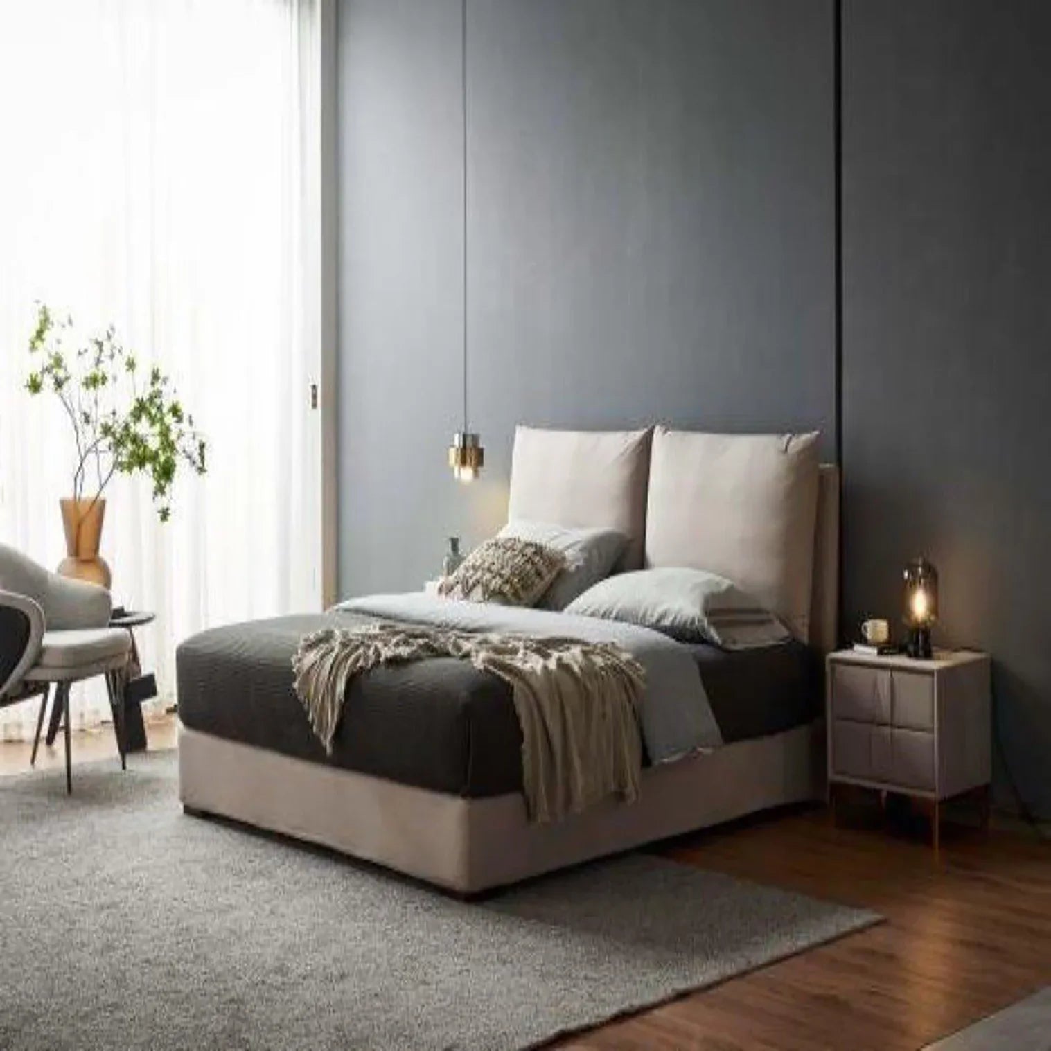Step Up Pro Luxury Upholstered Bed in Suede