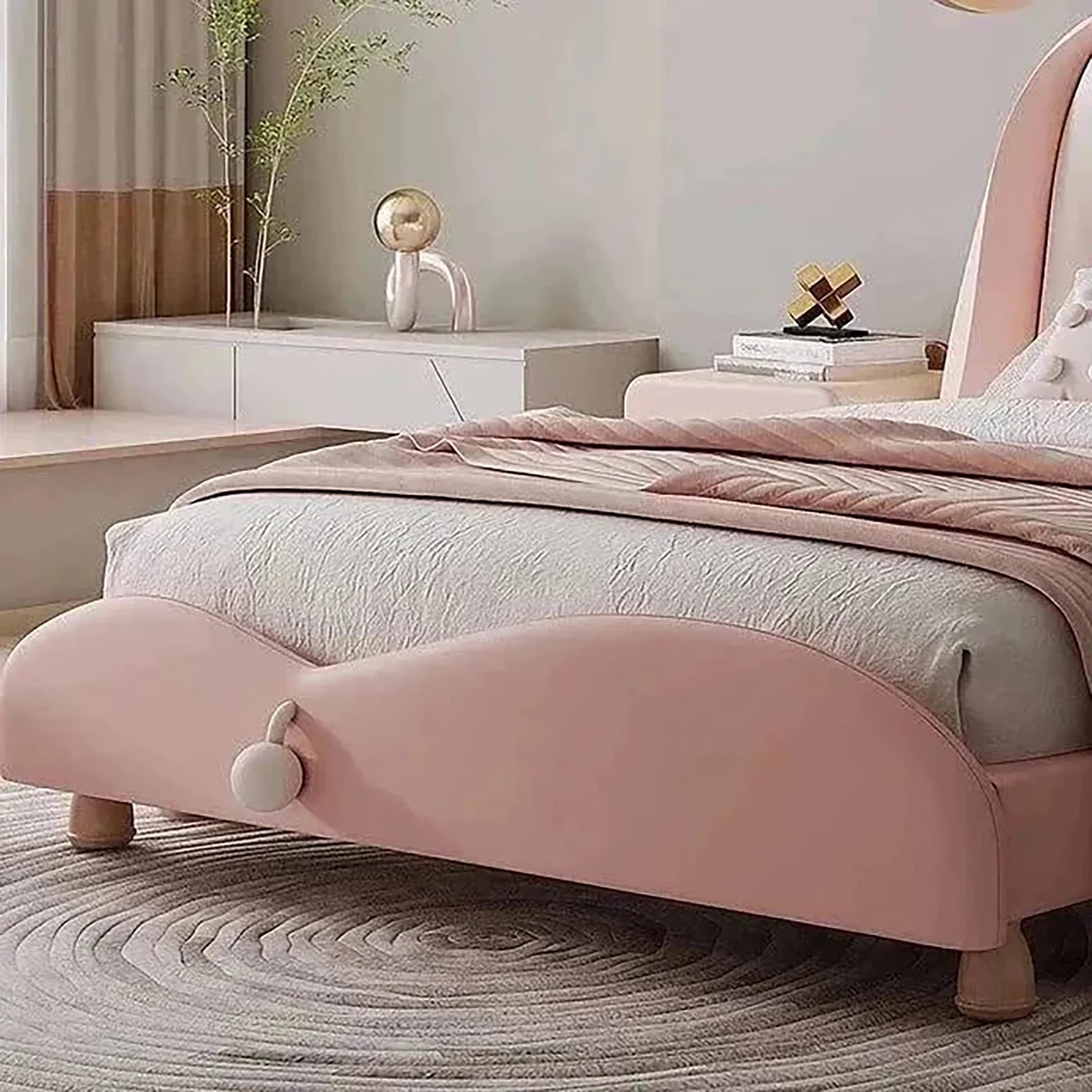 Cozy Upholstered Kids Bed Without Storage in Suede