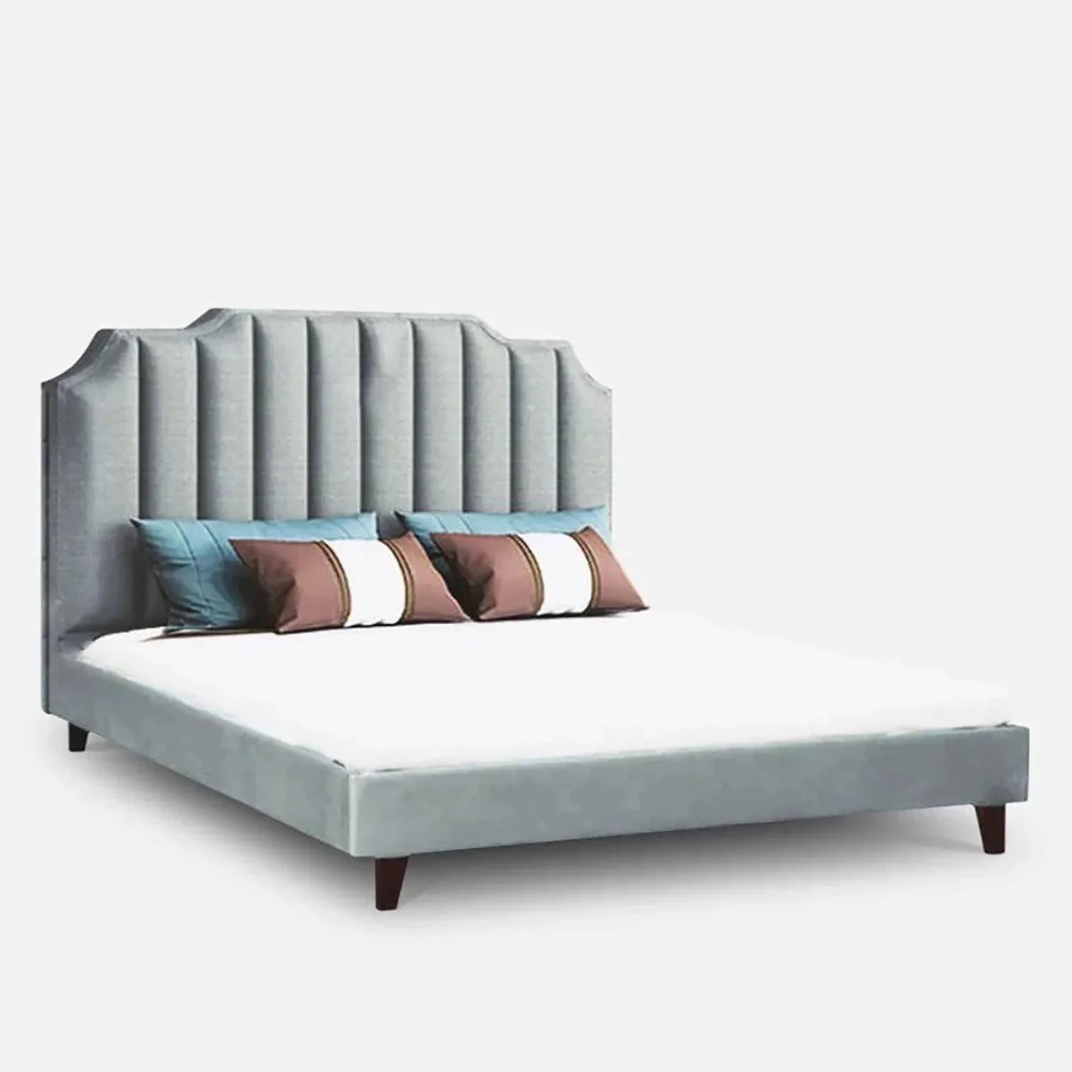Single Luxury Upholstered Bed Without Storage In Suede