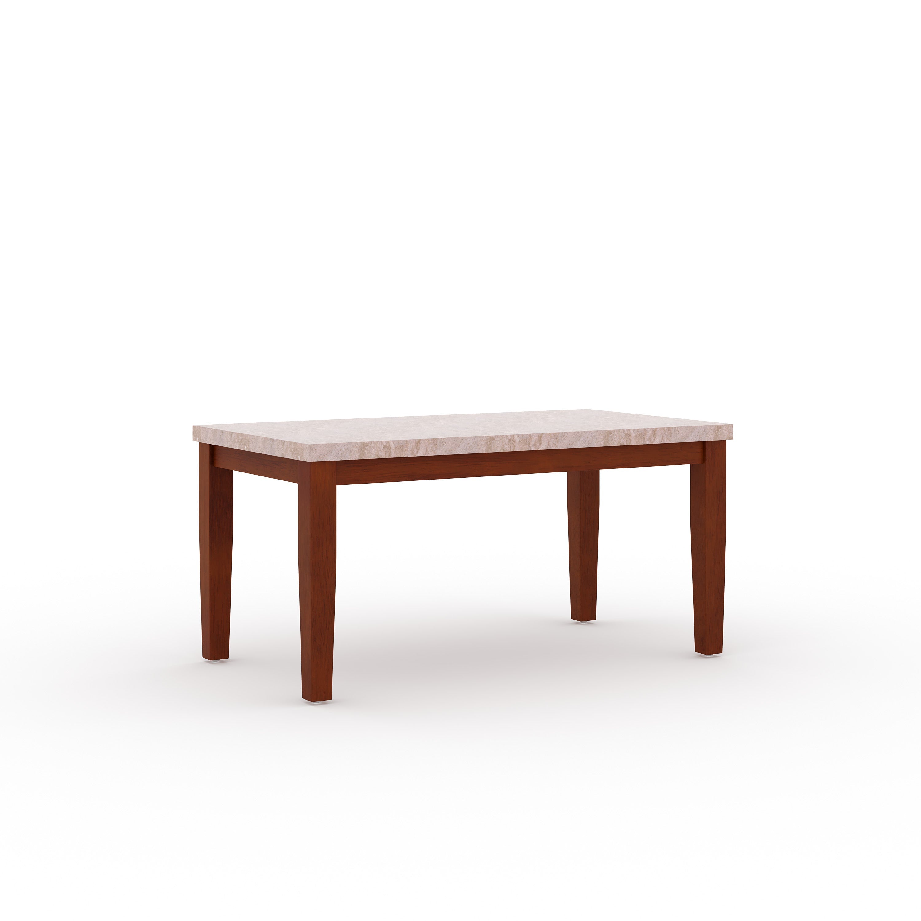 DELIGHT Anemone Solid Wood 6-Seater Marble Top Dining Table With 4 Upholstery Chairs And 1 Bench in Walnut Color