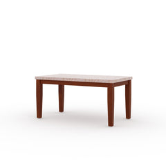 DELIGHT Anemone Solid Wood 6-Seater Marble Top Dining Table With 4 Upholstery Chairs And 1 Bench in Walnut Color